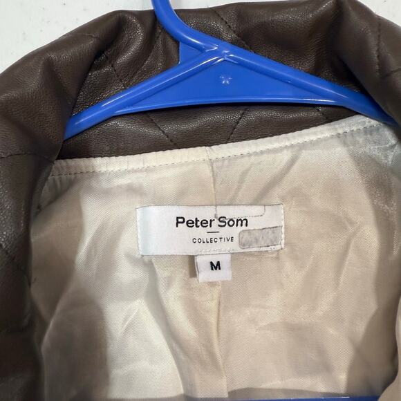 Peter Som Quilted Leather Sherpa Jacket Medium - Picture 2 of 6